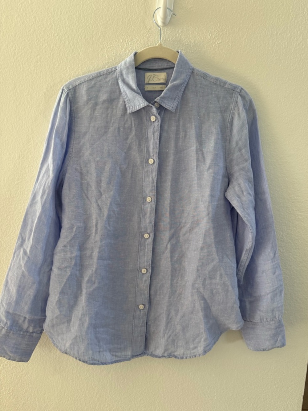 J. Crew Baird McNutt Irish Linen Slim Light Blue Button-Down Shirt Size 8